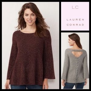 Lauren Conrad Laceup Back Swing Plum Sweater NWT